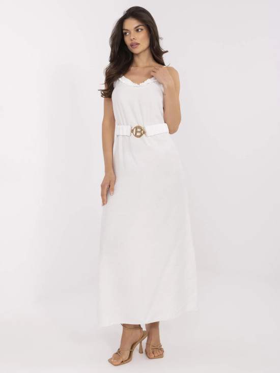 Maxi Dress with Belt in Ecru
