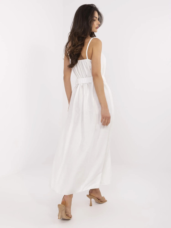 Maxi Dress with Belt in Ecru