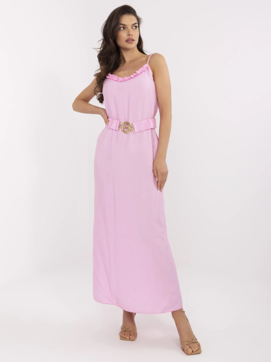 Maxi Dress with Belt in Pink