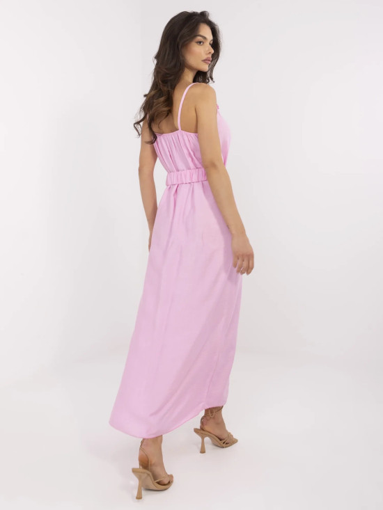 Maxi Dress with Belt in Pink