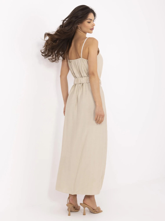 Beige Maxi Dress with Belt