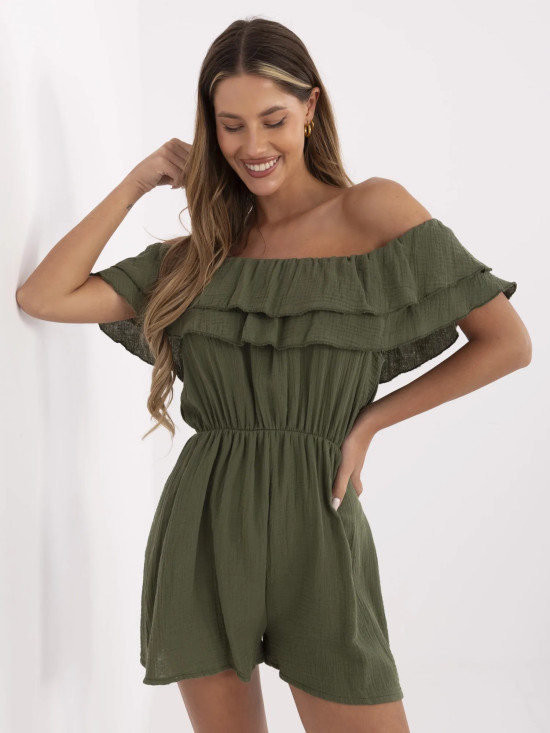 Ruffled Khaki Jumpsuit
