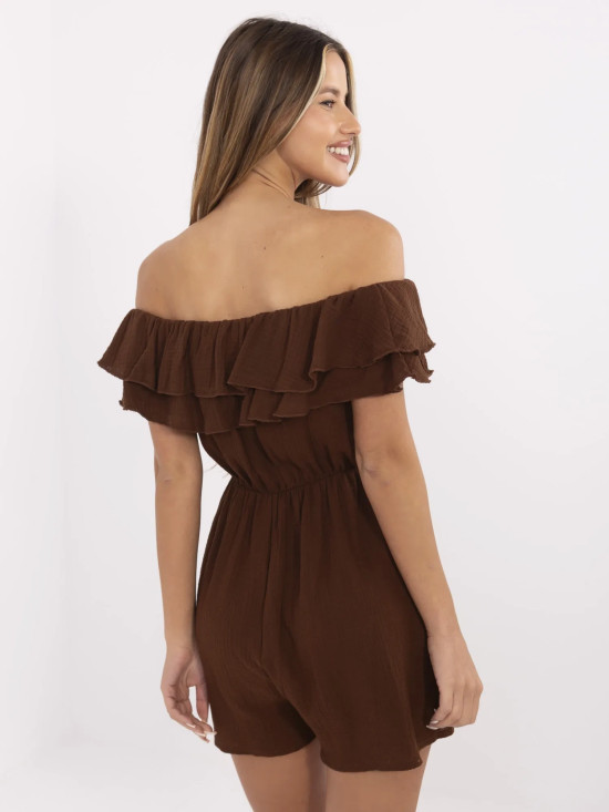 Brown Ruffled Jumpsuit