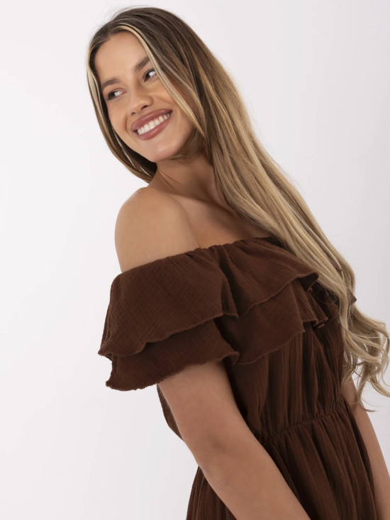 Brown Ruffled Jumpsuit