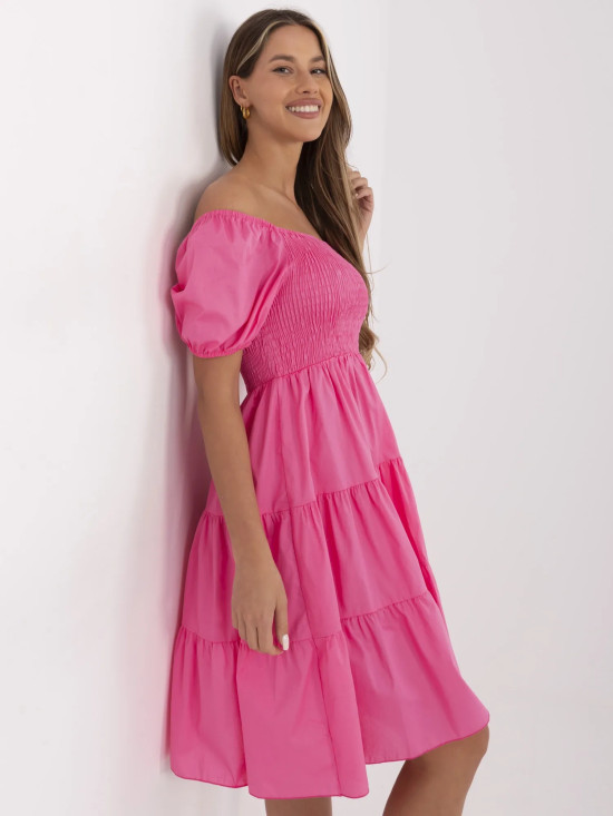 Flared Summer Dress in Dark Pink