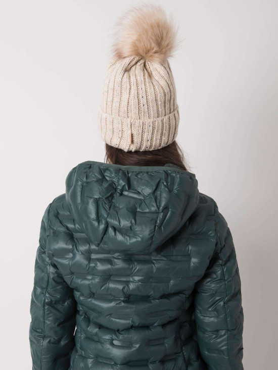 Beige Insulated Hat with Applications