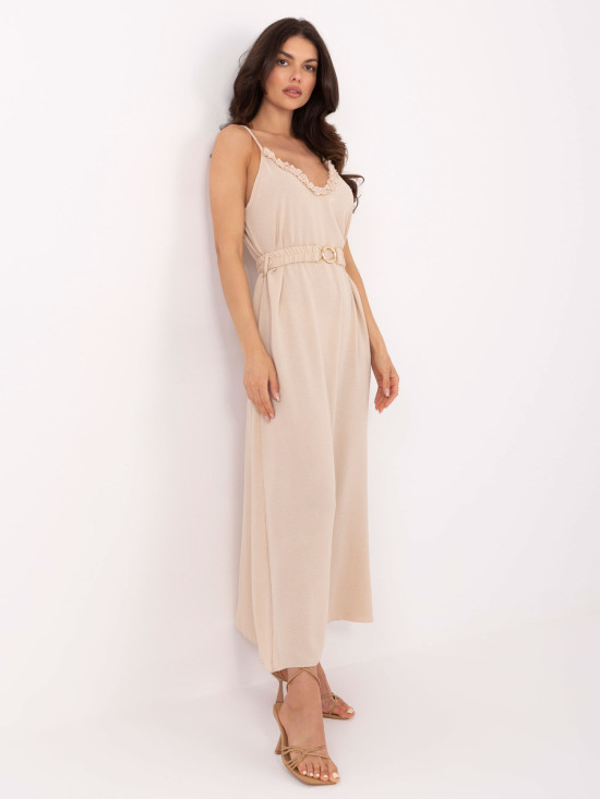 Beige Maxi Dress with Ruffles