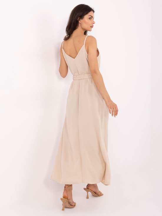 Beige Maxi Dress with Ruffles