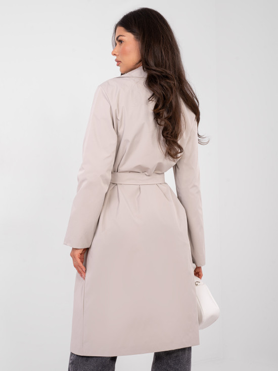Beige transitional trench coat with belt