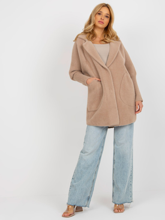 Beige Loose Alpaca Wool Coat