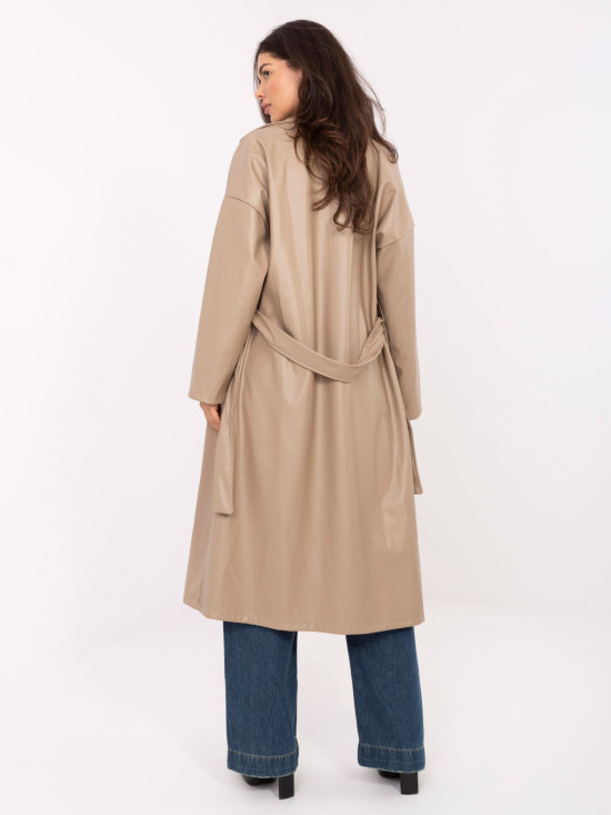 Beige transitional coat with belt