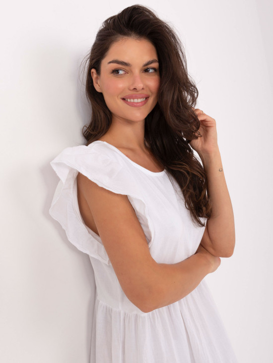 White Oversize Dress with Ruffle