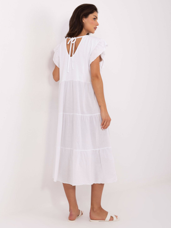 White Oversize Dress with Ruffle