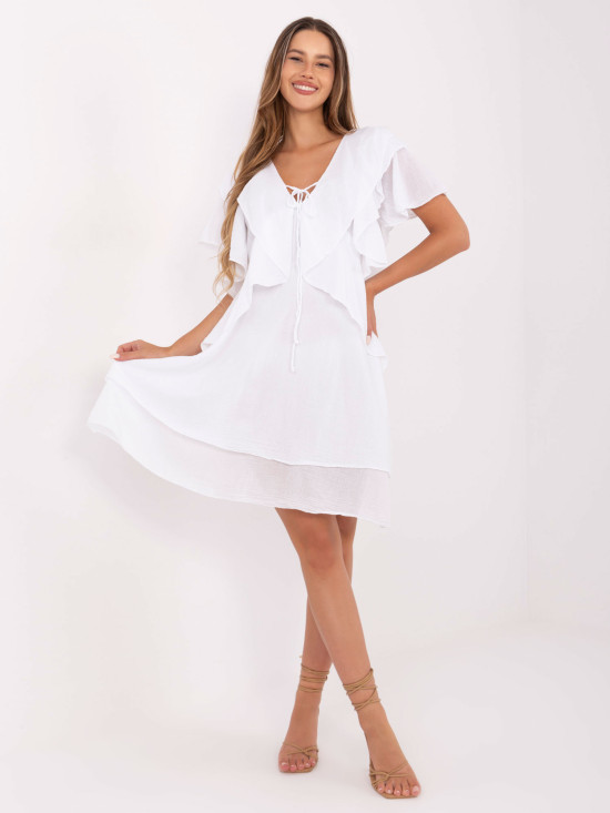 White Oversize Dress with Short Sleeves