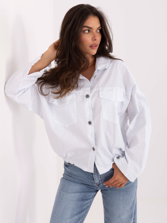 White cotton shirt with pockets