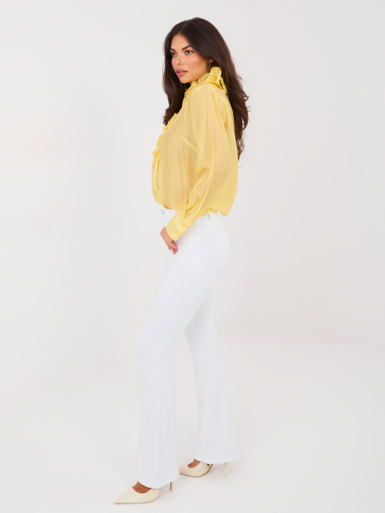 White Wide-Leg High-Waisted Jeans