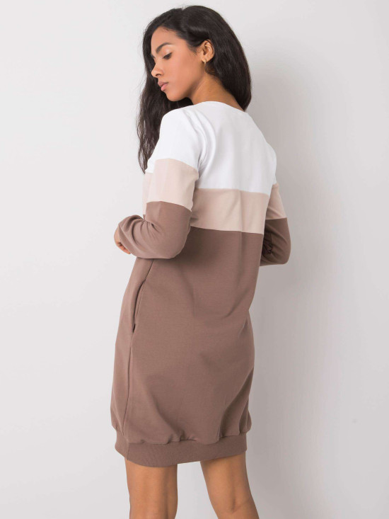 Brown cotton sweatshirt dress with pockets