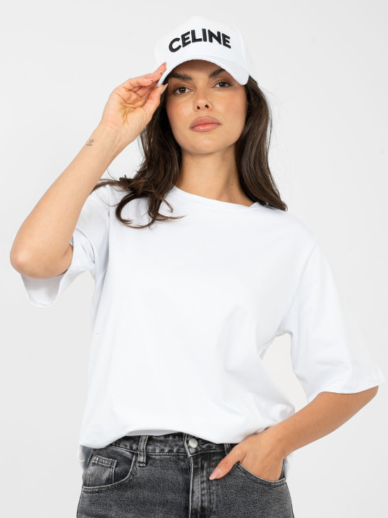 White cotton T-shirt with short sleeves