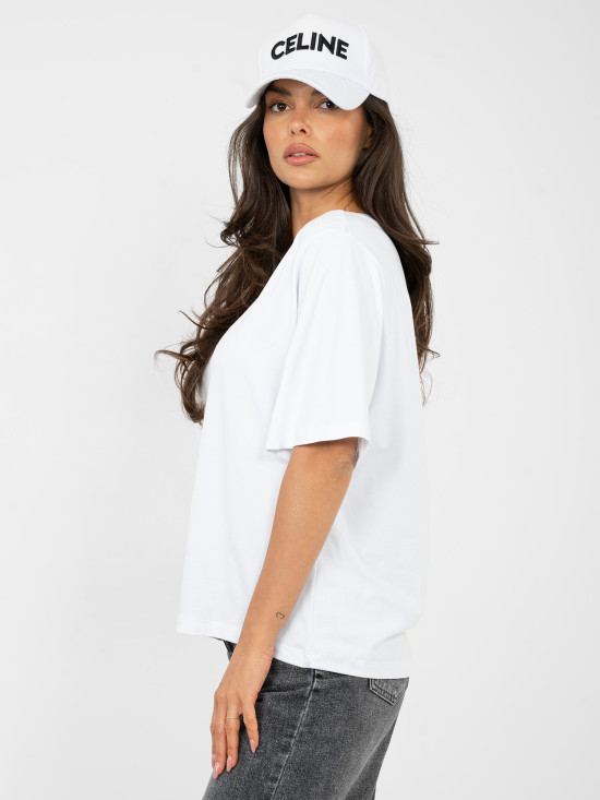 White cotton T-shirt with short sleeves