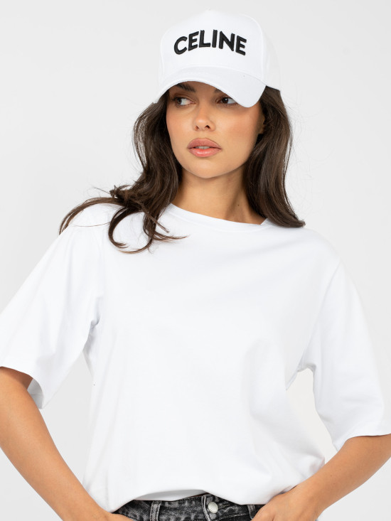 White cotton T-shirt with short sleeves