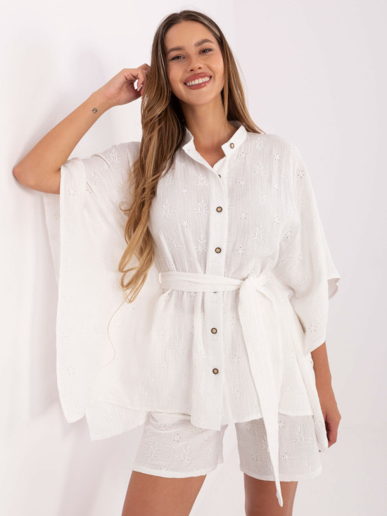 White Set with 3/4 Sleeves and Shorts