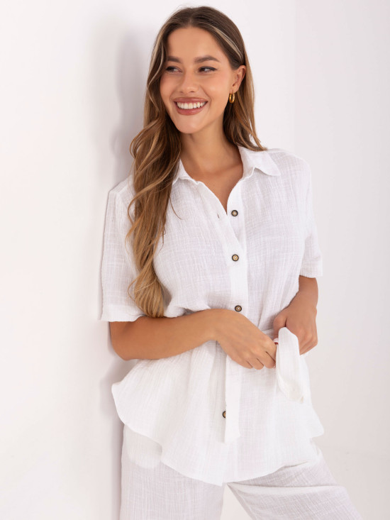 White Blouse and Shorts Set