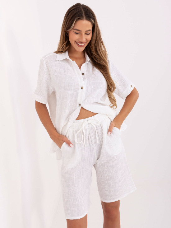 White Blouse and Shorts Set