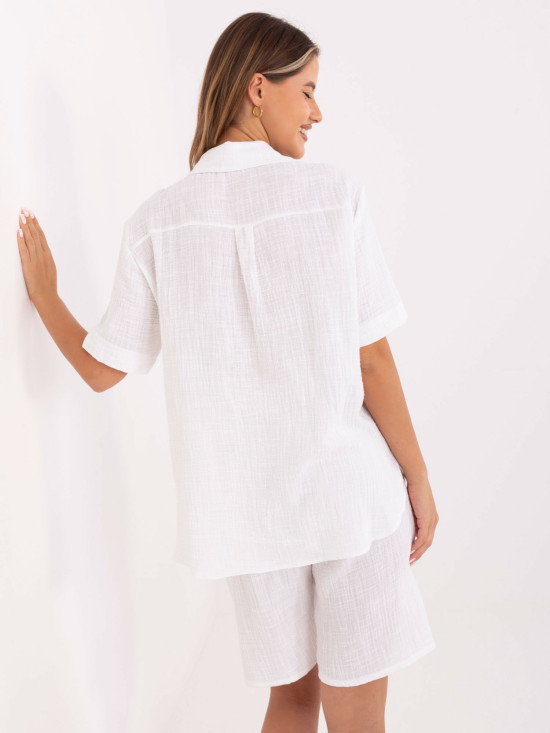 White Blouse and Shorts Set