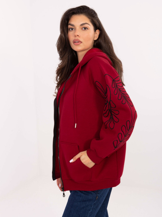 Burgundy hoodie with embroidery