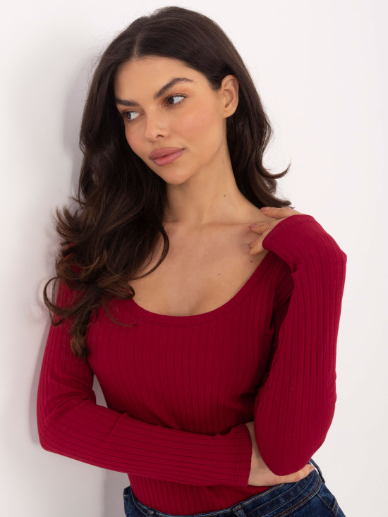 Burgundy ribbed long sleeve bodysuit