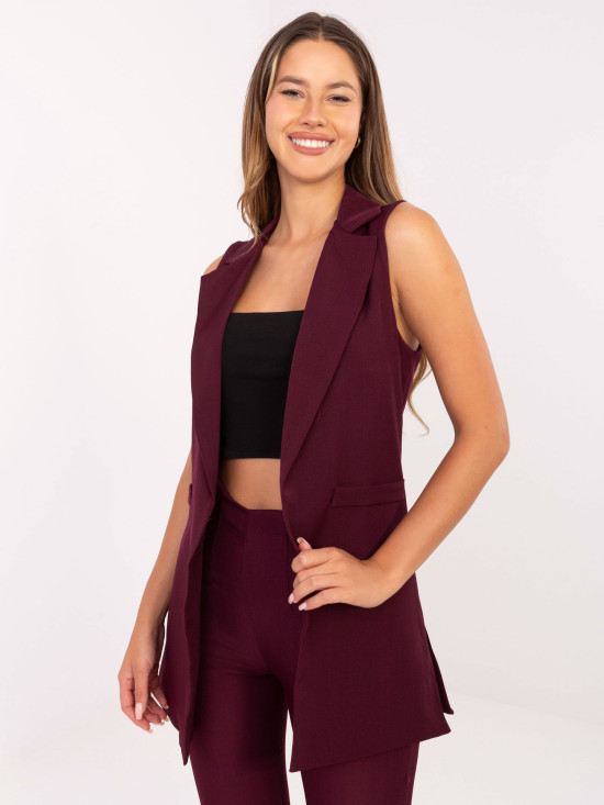 Long elegant burgundy vest with lining
