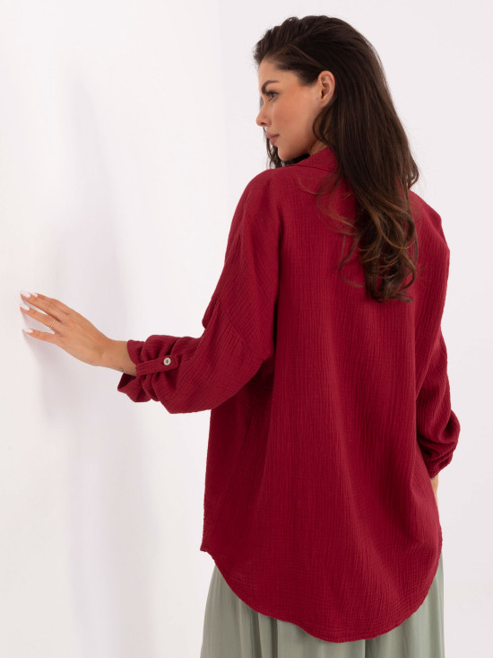 Stylish Bordeaux Shirt with Long Sleeves