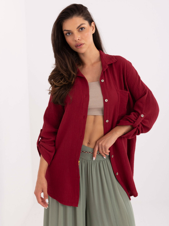 Stylish Bordeaux Shirt with Long Sleeves