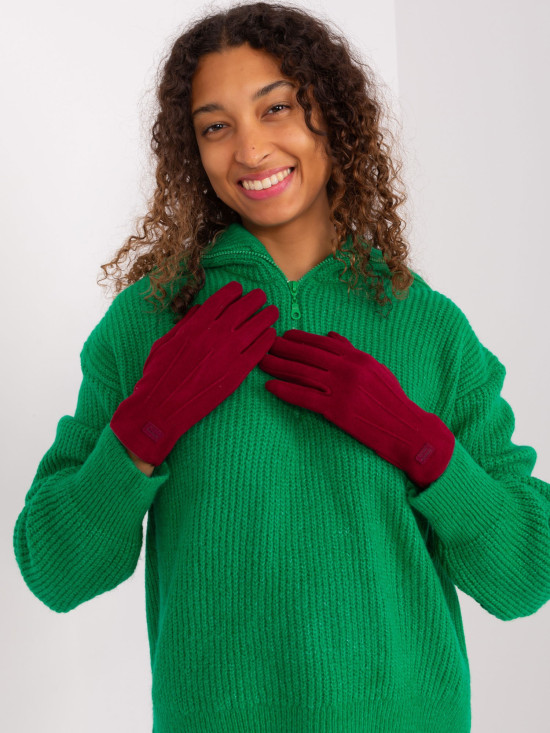 Stylish Gloves in Burgundy