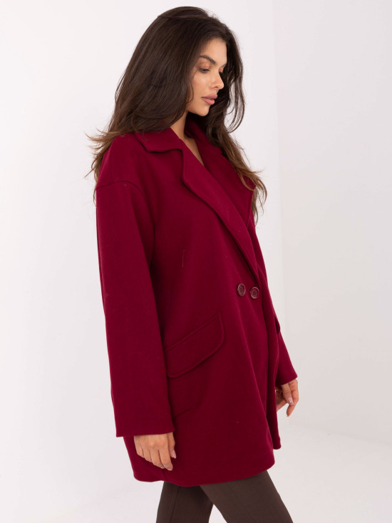Elegant Transitional Coat in Burgundy
