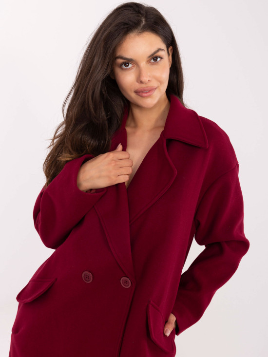 Elegant Transitional Coat in Burgundy