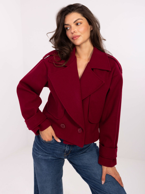 Elegant Transitional Coat in Burgundy