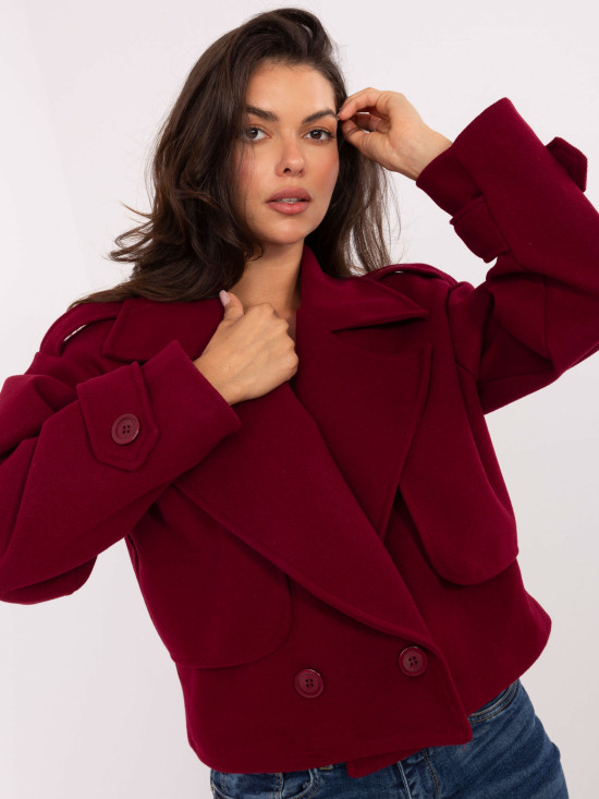 Elegant Transitional Coat in Burgundy