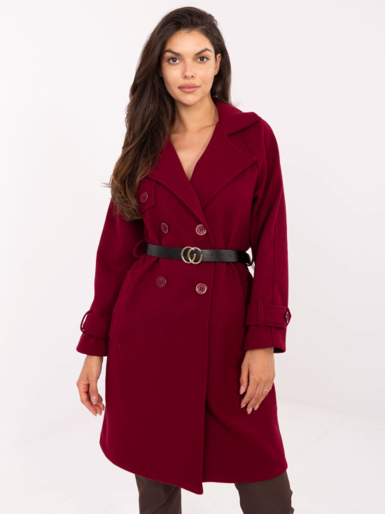 Elegant Transitional Coat in Burgundy