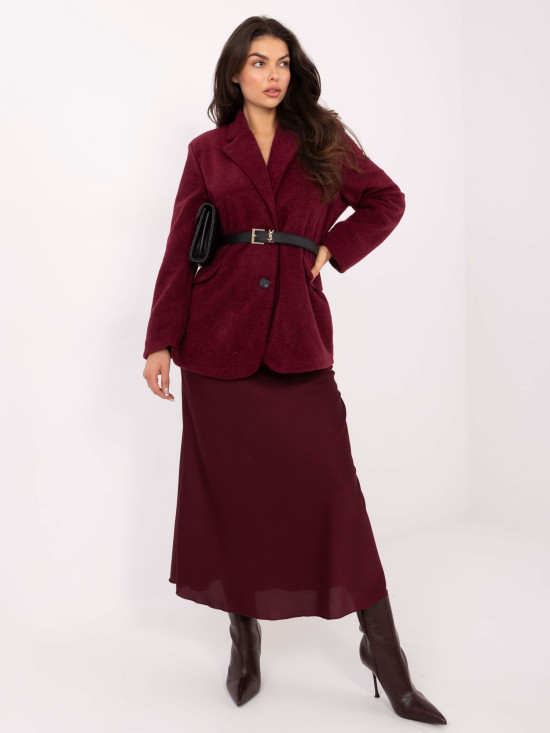 Elegant burgundy transitional coat with lining