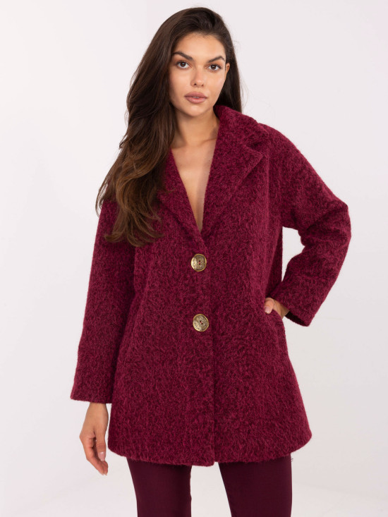 Elegant Transitional Coat in Burgundy