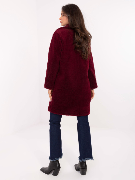 Burgundy coat with lining and pockets