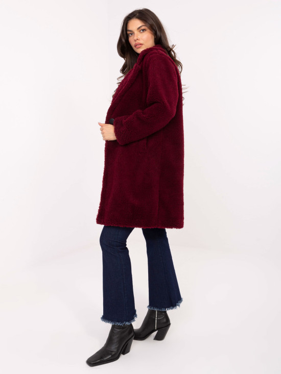 Burgundy coat with lining and pockets