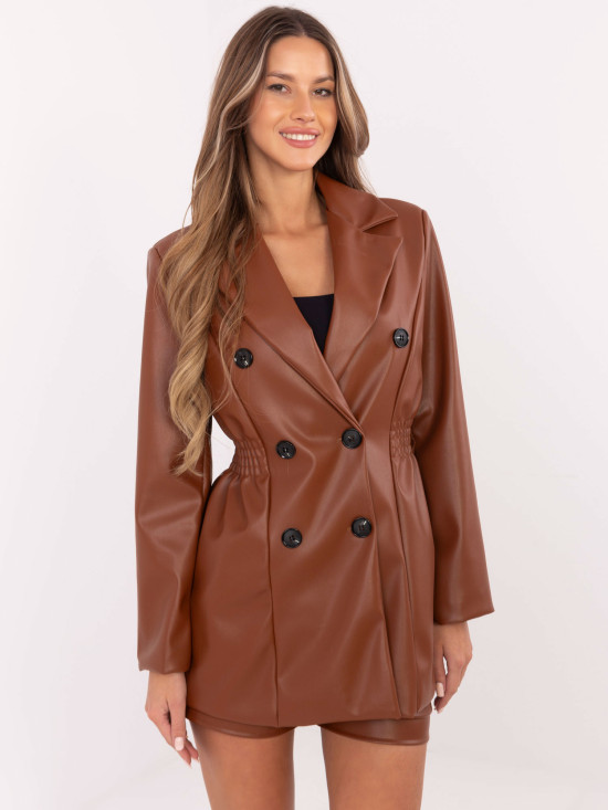 Brown blazer with double-breasted closure