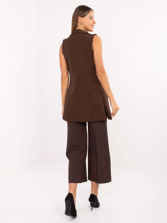 Long elegant brown vest with lining