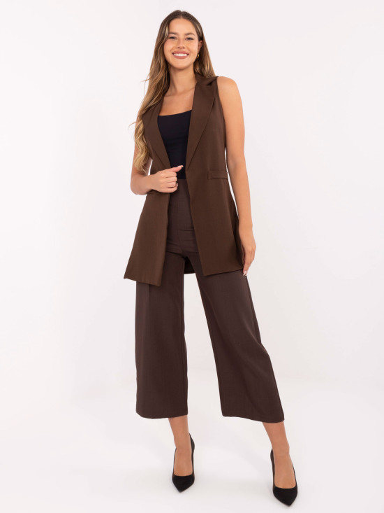 Long elegant brown vest with lining