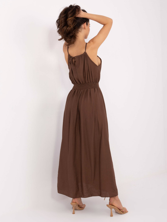 Maxi Dress with Tie in Brown