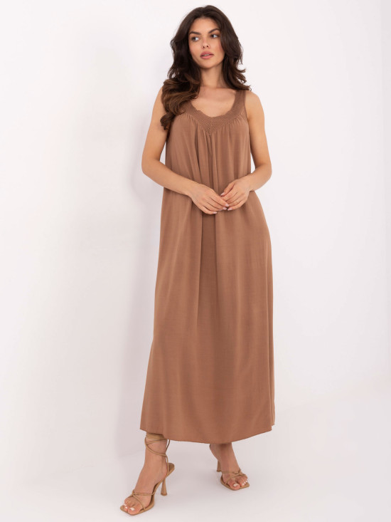 Brown Oversize Dress with V Neck