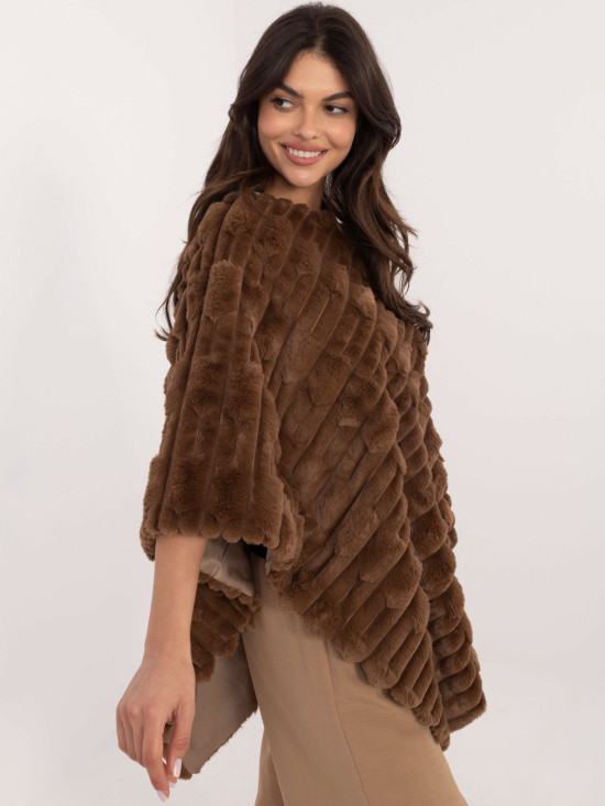 Brown poncho with lining and short sleeves