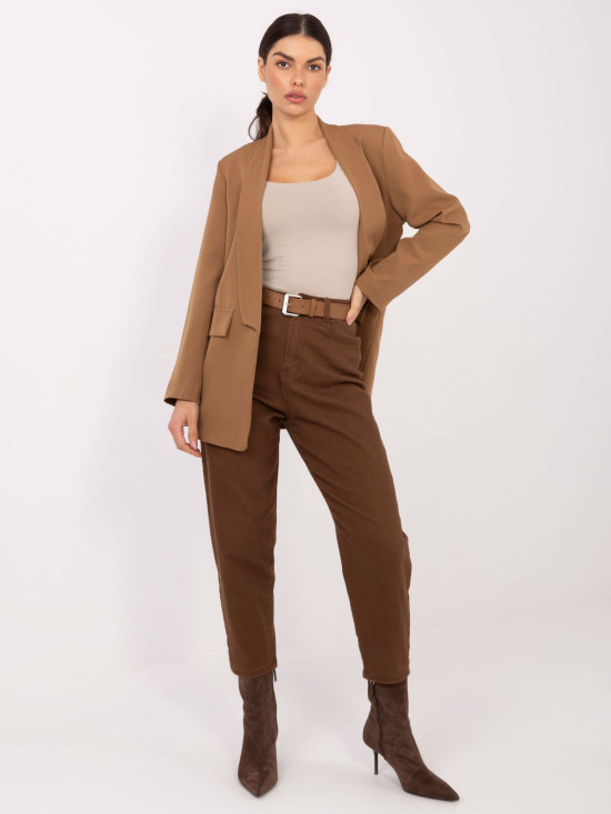 Brown mom jeans with belt